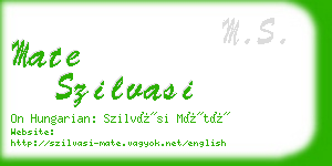 mate szilvasi business card